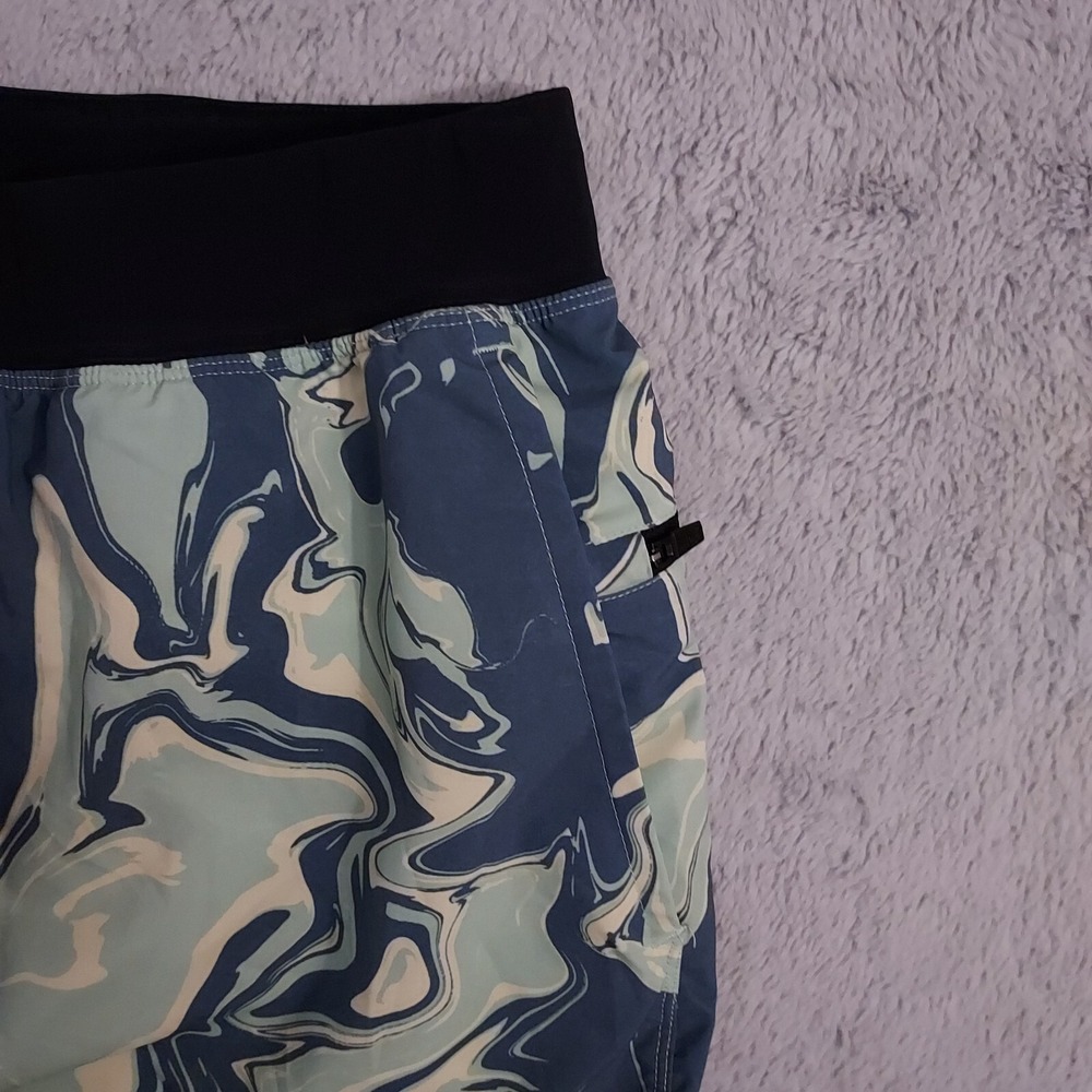 Fabletics Shorts Mens 30 Elastic Waist Lined Blue Green Performance Zip Pockets - Picture 6 of 10